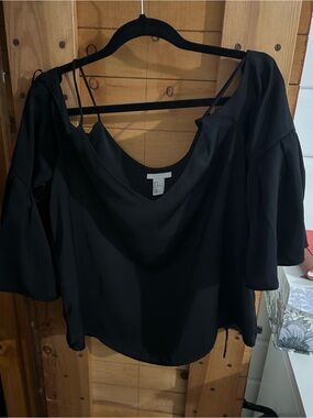 H&M Black Off-Shoulder Camisole with Thin Straps